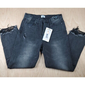 Simple Society Jeans Womens Size 9/29 Super High Rise Black Straight Distressed